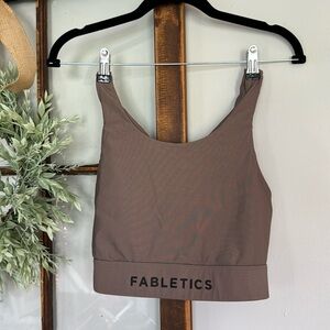 Fabletics Sports Bra XL Mocha Criss Cross Double Back High Impact